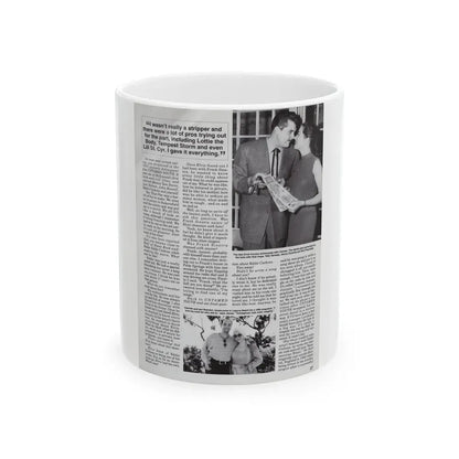 Jeanne Carmen #124 - Pages 10 of 14 with, 2 B&W Moie Stills & Article from Femme Fatales Mag. Oct. '95 (Vintage Female Icon) White Coffee Mug 11oz - Go Mug Yourself