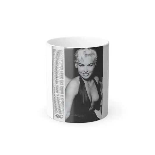 Jeanne Carmen #126 - Pages 12 of 14 with, 1 Large B&W Photo as a blonde & Article from Femme Fatales Mag. Oct. '95 (Vintage Female Icon) Color Changing Coffee Mug 11oz - Go Mug Yourself