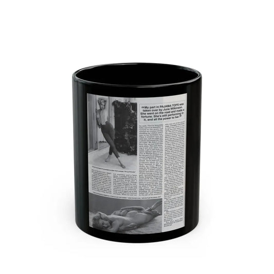 Jeanne Carmen #127 - Pages 13 of 14 with, 2 B&W Photos as a blonde & Article from Femme Fatales Mag. Oct. '95 (Vintage Female Icon) Black Coffee Mug 11oz - Go Mug Yourself