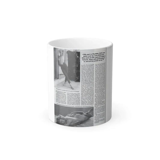 Jeanne Carmen #127 - Pages 13 of 14 with, 2 B&W Photos as a blonde & Article from Femme Fatales Mag. Oct. '95 (Vintage Female Icon) Color Changing Coffee Mug 11oz - Go Mug Yourself