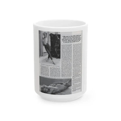 Jeanne Carmen #127 - Pages 13 of 14 with, 2 B&W Photos as a blonde & Article from Femme Fatales Mag. Oct. '95 (Vintage Female Icon) White Coffee Mug 15oz - Go Mug Yourself