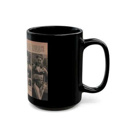 Jeanne Carmen #131 - Pages 1 & 2 of 2 with, 3 B&W Photos from TAB Digest Mag. Sept. '54 (Vintage Female Icon) Black Coffee Mug - Go Mug Yourself