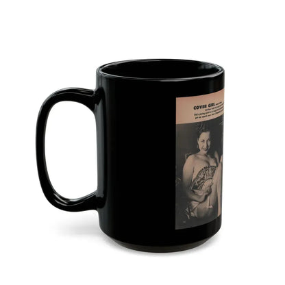 Jeanne Carmen #131 - Pages 1 & 2 of 2 with, 3 B&W Photos from TAB Digest Mag. Sept. '54 (Vintage Female Icon) Black Coffee Mug - Go Mug Yourself