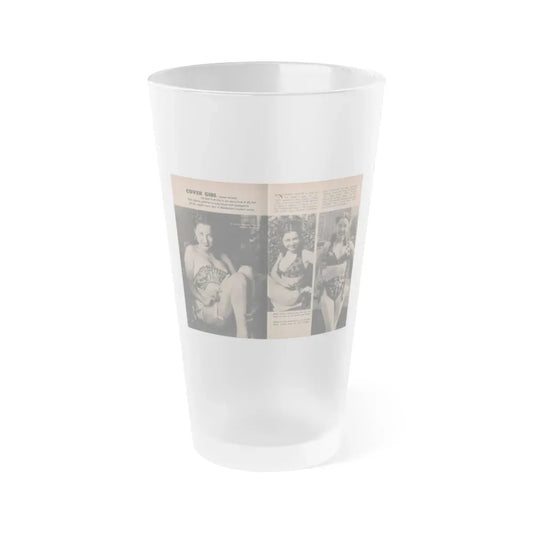 Jeanne Carmen #131 - Pages 1 & 2 of 2 with, 3 B&W Photos from TAB Digest Mag. Sept. '54 (Vintage Female Icon) Frosted Pint Glass 16oz 16oz Frosted - Go Mug Yourself