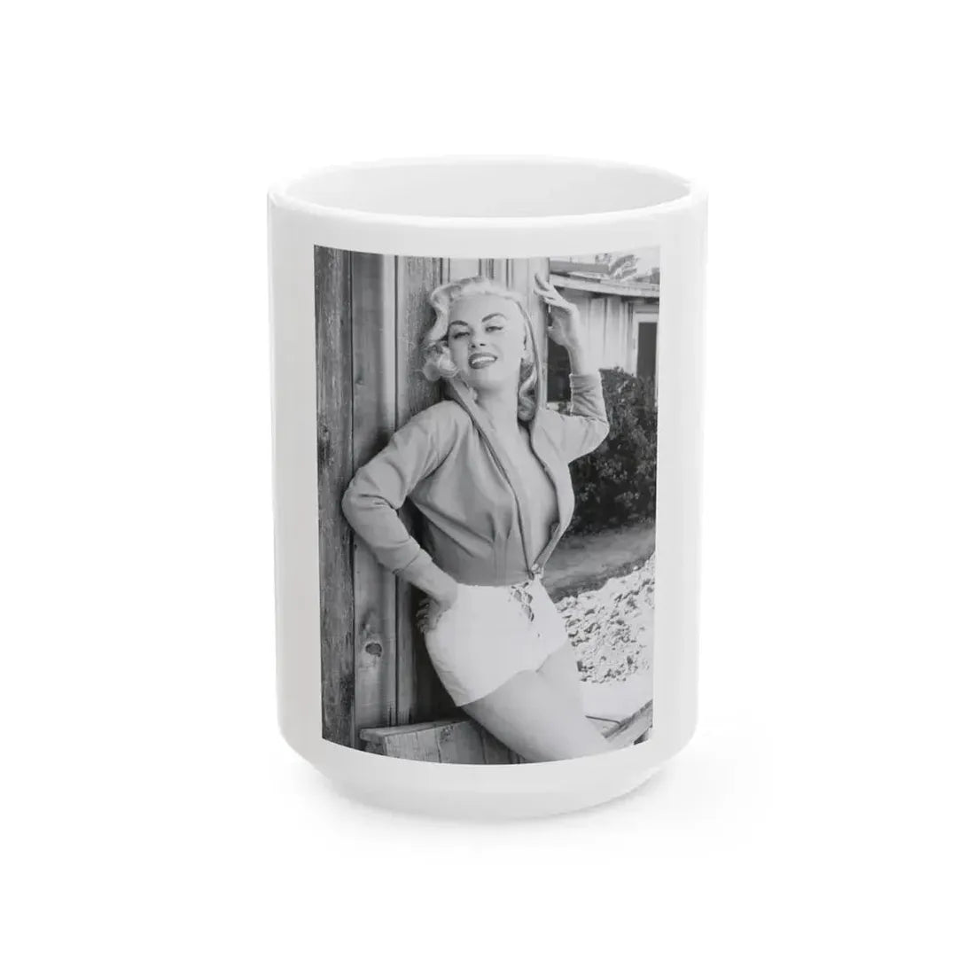 Jeanne Carmen #132 (Vintage Female Icon) White Coffee Mug 15oz - Go Mug Yourself