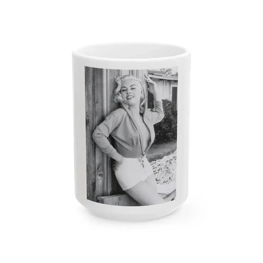 Jeanne Carmen #132 (Vintage Female Icon) White Coffee Mug 15oz - Go Mug Yourself