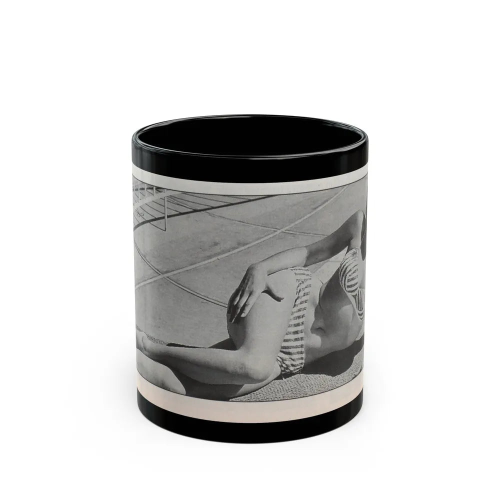 Jeanne Carmen #144 - Celebrity Sleuth Magazine B&W Photo Cropped (Vintage Female Icon) Black Coffee Mug-11oz-Go Mug Yourself