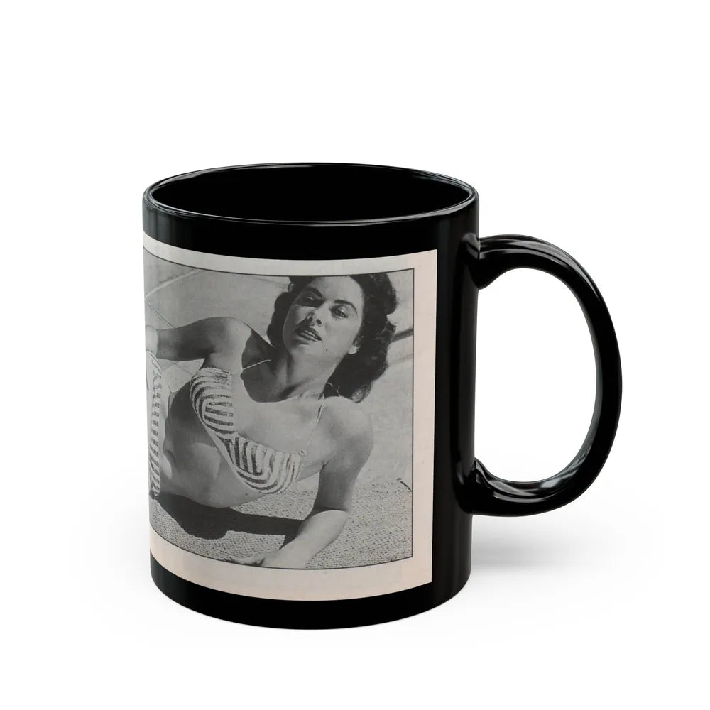 Jeanne Carmen #144 - Celebrity Sleuth Magazine B&W Photo Cropped (Vintage Female Icon) Black Coffee Mug-Go Mug Yourself