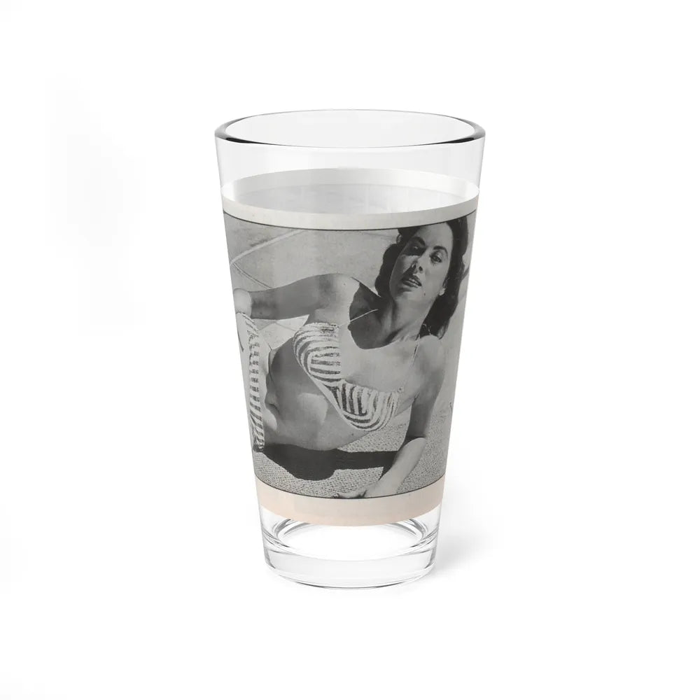 Jeanne Carmen #144 - Celebrity Sleuth Magazine B&W Photo Cropped (Vintage Female Icon) Pint Glass 16oz-Go Mug Yourself