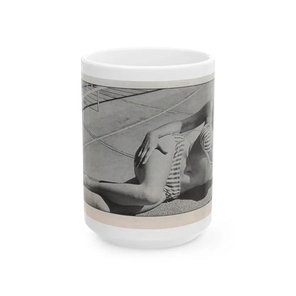 Jeanne Carmen #144 - Celebrity Sleuth Magazine B&W Photo Cropped (Vintage Female Icon) White Coffee Mug 15oz - Go Mug Yourself