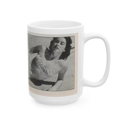 Jeanne Carmen #144 - Celebrity Sleuth Magazine B&W Photo Cropped (Vintage Female Icon) White Coffee Mug - Go Mug Yourself