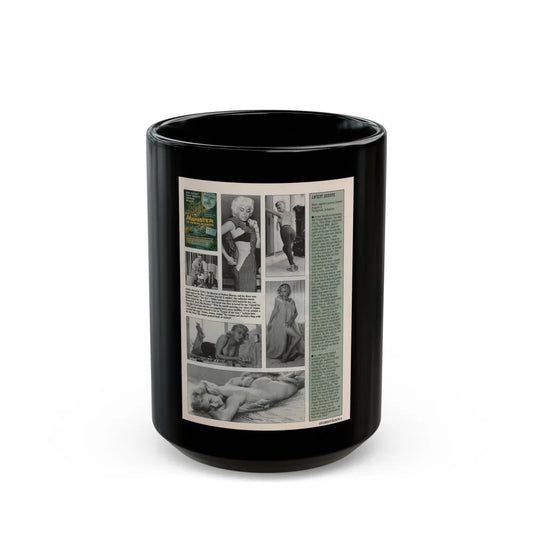 Jeanne Carmen #145 - Celebrity Sleuth Magazine Article, 5 B&W Photos & 1 Movie Poster on Page 5 (Vintage Female Icon) Black Coffee Mug-15oz-Go Mug Yourself