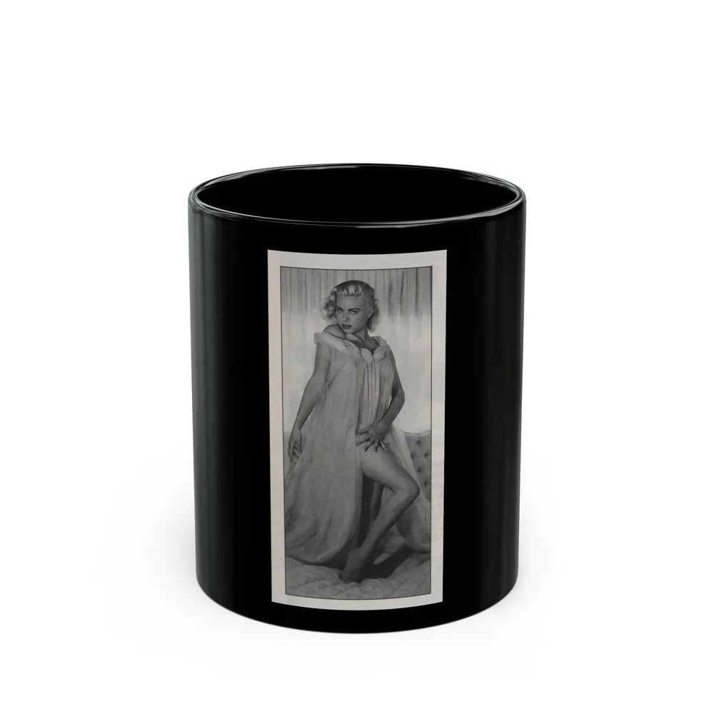 Jeanne Carmen #146 - Celebrity Sleuth Magazine B&W Photo Cropped (Vintage Female Icon) Black Coffee Mug-11oz-Go Mug Yourself