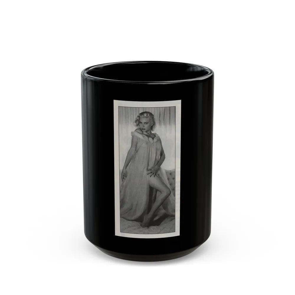 Jeanne Carmen #146 - Celebrity Sleuth Magazine B&W Photo Cropped (Vintage Female Icon) Black Coffee Mug-15oz-Go Mug Yourself