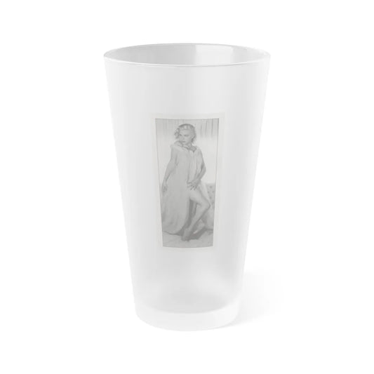 Jeanne Carmen #146 - Celebrity Sleuth Magazine B&W Photo Cropped (Vintage Female Icon) Frosted Pint Glass 16oz-16oz-Frosted-Go Mug Yourself