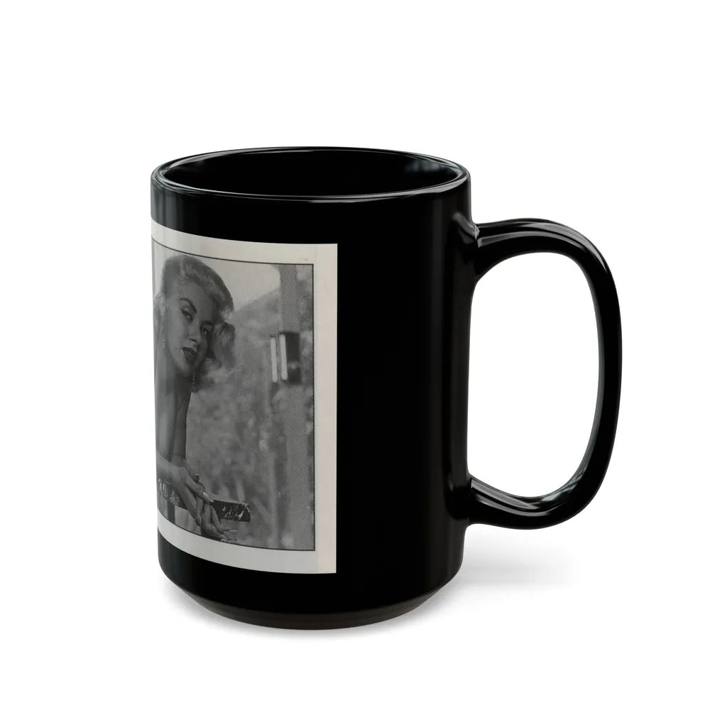 Jeanne Carmen #147 - Celebrity Sleuth Magazine B&W Photo Cropped (Vintage Female Icon) Black Coffee Mug-Go Mug Yourself