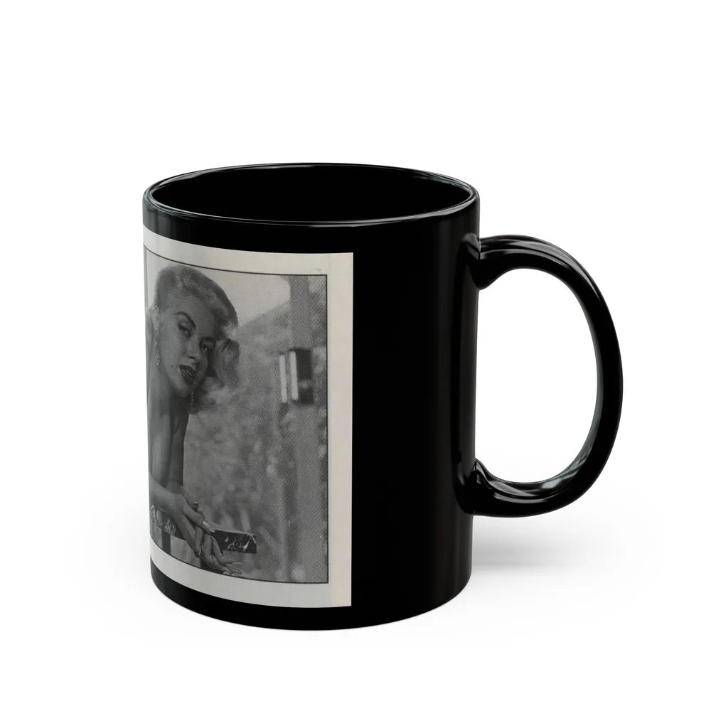 Jeanne Carmen #147 - Celebrity Sleuth Magazine B&W Photo Cropped (Vintage Female Icon) Black Coffee Mug-Go Mug Yourself