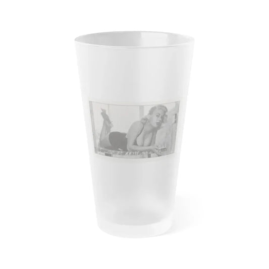 Jeanne Carmen #147 - Celebrity Sleuth Magazine B&W Photo Cropped (Vintage Female Icon) Frosted Pint Glass 16oz 16oz Frosted - Go Mug Yourself