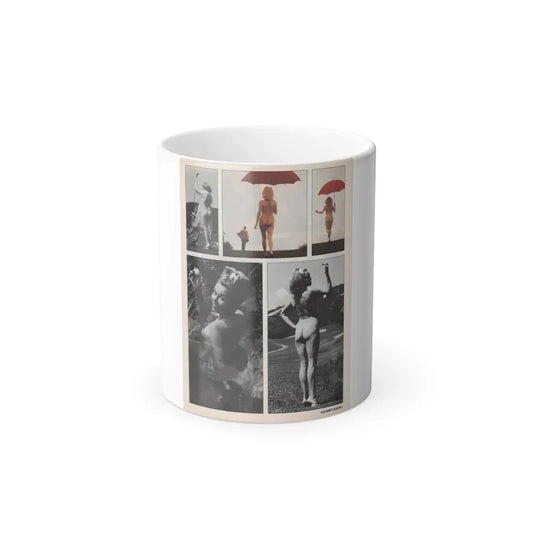 Jeanne Carmen #148 - Celebrity Sleuth Magazine Article & 5 Nude B&W+Color Photos on Page 7 (Vintage Female Icon) Color Changing Coffee Mug 11oz - Go Mug Yourself