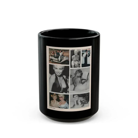 Jeanne Carmen #149 - Celebrity Sleuth Magazine Article, 7 Photos B&W+Color on Page 8 (Vintage Female Icon) Black Coffee Mug 15oz - Go Mug Yourself