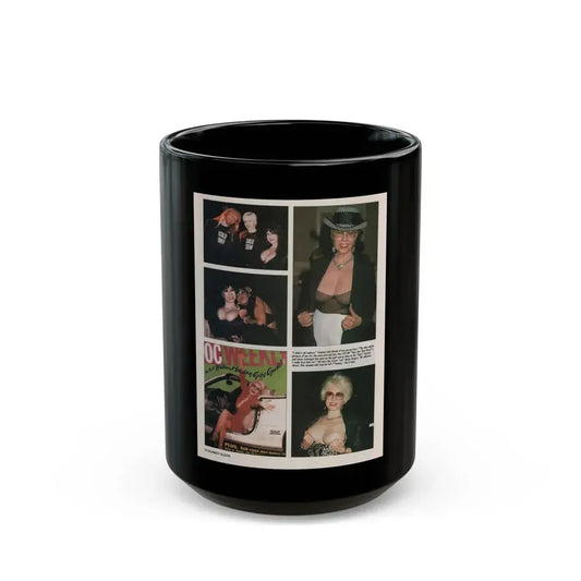 Jeanne Carmen #153 - Celebrity Sleuth Magazine Short Paragraph & 5 Color Photos on Page 14 (Vintage Female Icon) Black Coffee Mug 15oz - Go Mug Yourself