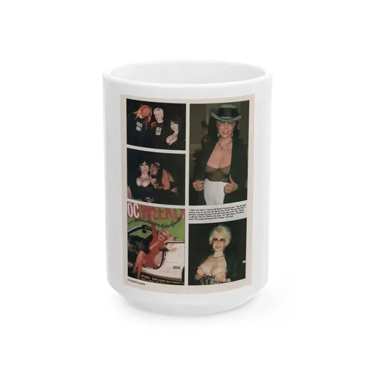 Jeanne Carmen #153 - Celebrity Sleuth Magazine Short Paragraph & 5 Color Photos on Page 14 (Vintage Female Icon) White Coffee Mug 15oz - Go Mug Yourself