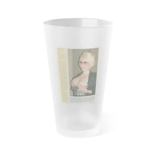 Jeanne Carmen #154 - Celebrity Sleuth Magazine Article & 1 Topless Color Photo on Page 15 (Vintage Female Icon) Frosted Pint Glass 16oz 16oz Frosted - Go Mug Yourself