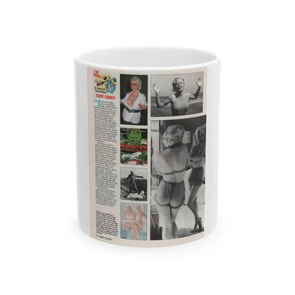 Jeanne Carmen #155 - Celebrity Sleuth Magazine Page Article, 4 Photos, 1 Art & Poster on Page 12 (Vintage Female Icon) White Coffee Mug 11oz - Go Mug Yourself