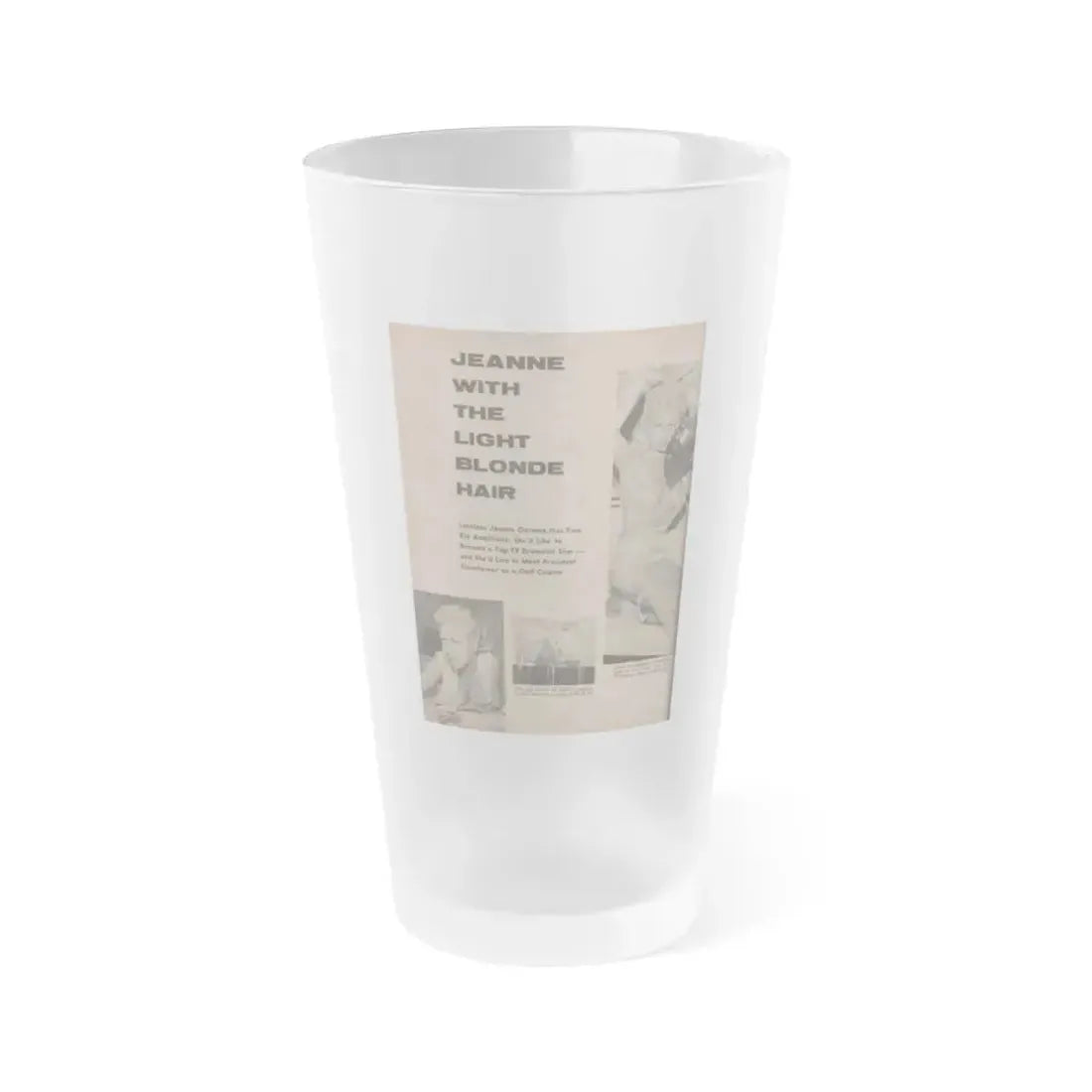 Jeanne Carmen #157 - Pages 36 Pages 1 of 4+3 B&W Photos & 3 Captions from Sir! Mag. April '60 (Vintage Female Icon) Frosted Pint Glass 16oz 16oz Frosted - Go Mug Yourself