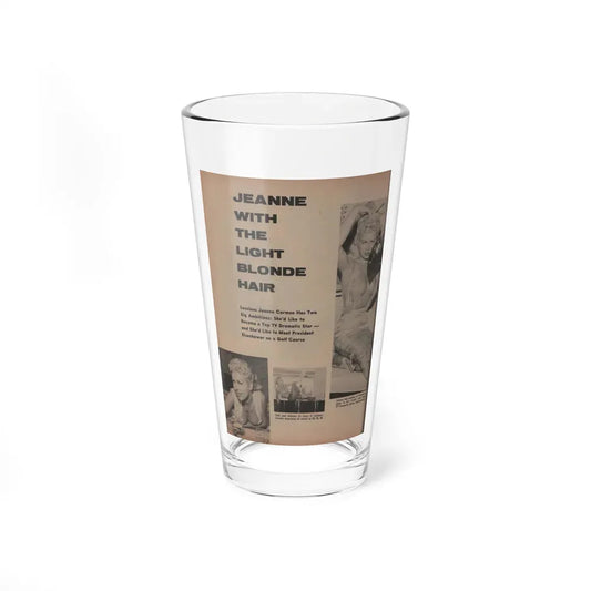 Jeanne Carmen #157 - Pages 36 Pages 1 of 4+3 B&W Photos & 3 Captions from Sir! Mag. April '60 (Vintage Female Icon) Pint Glass 16oz 16oz - Go Mug Yourself