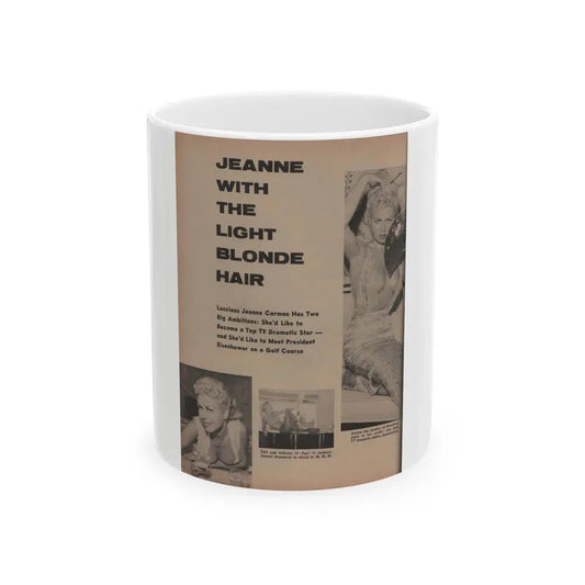 Jeanne Carmen #157 - Pages 36 Pages 1 of 4+3 B&W Photos & 3 Captions from Sir! Mag. April '60 (Vintage Female Icon) White Coffee Mug 11oz - Go Mug Yourself