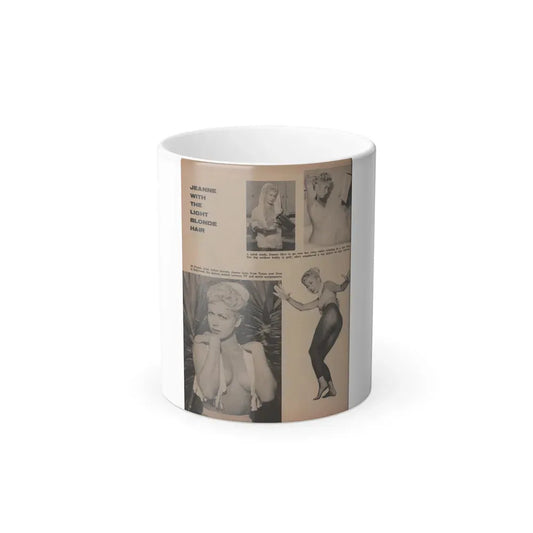 Jeanne Carmen #159 - [Pages 38] Pages 3 of 4+4 B&W Photos & 3 Captions from Sir! Mag. April '60 (Vintage Female Icon) Color Changing Coffee Mug 11oz - Go Mug Yourself