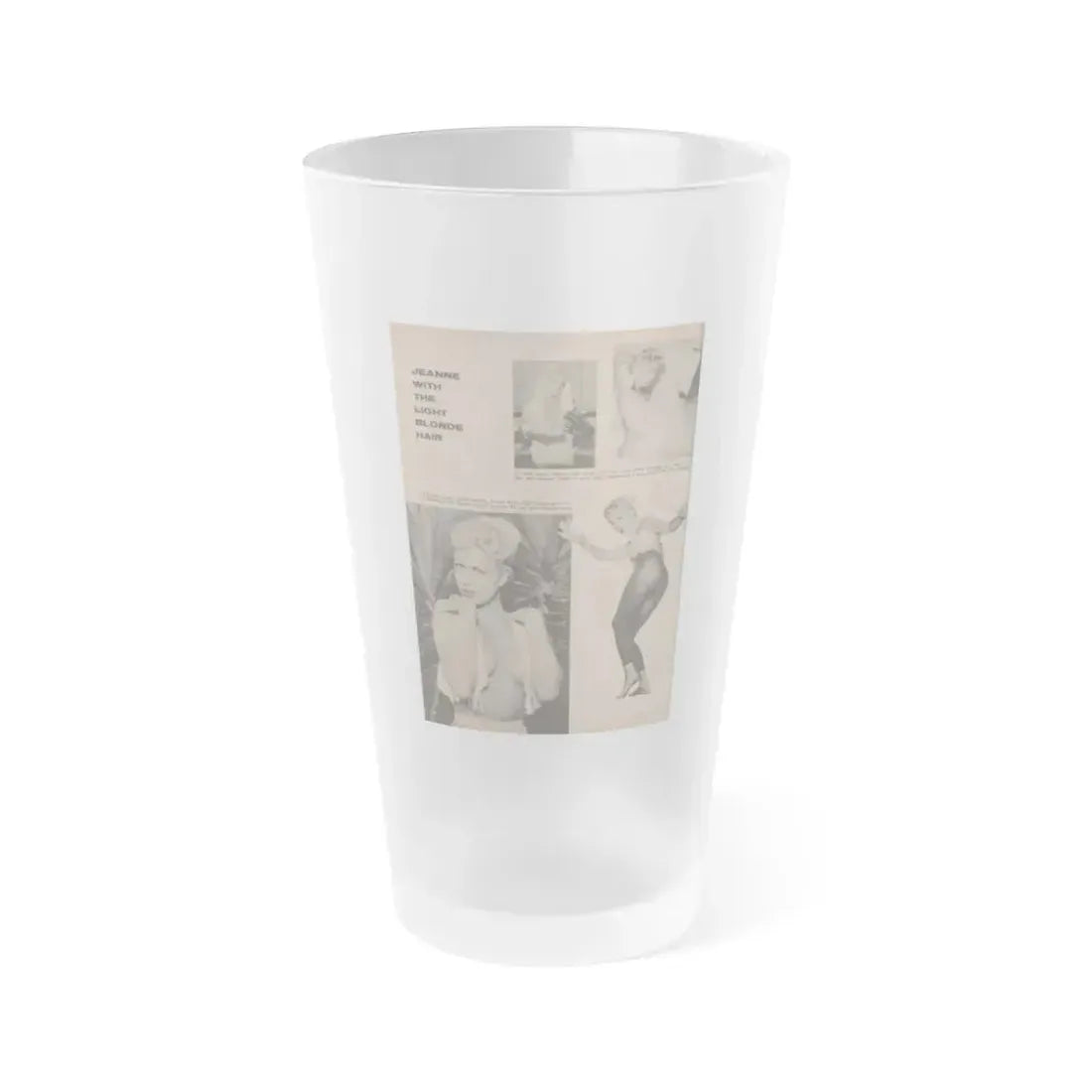 Jeanne Carmen #159 - Pages 38 Pages 3 of 4+4 B&W Photos & 3 Captions from Sir! Mag. April '60 (Vintage Female Icon) Frosted Pint Glass 16oz 16oz Frosted - Go Mug Yourself