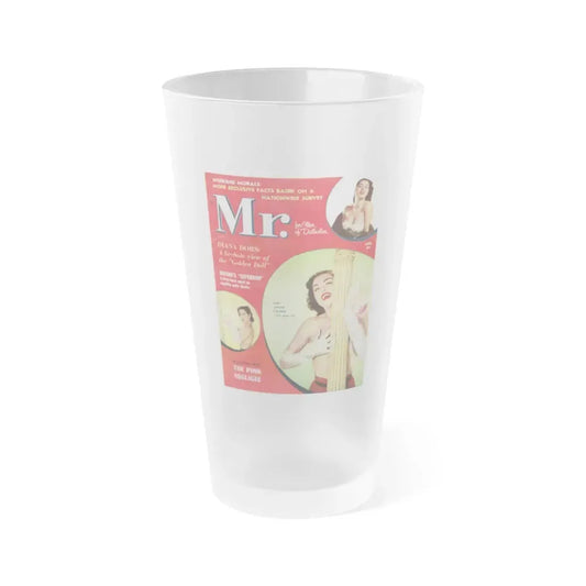Jeanne Carmen #161 - Jeanne on Front Cover in Color & inside spread from Mr. Magazine Aug. '59 & inside spread (Vintage Female Icon) Frosted Pint Glass 16oz 16oz Frosted - Go Mug Yourself