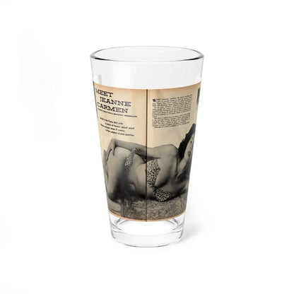 Jeanne Carmen #162 - Pages 18 & 19 Pages 1+2 of 4 with, 2 Page B&W Centerfold & 2 Small B&W Pics from Mr. Mag. Aug. '59 (Vintage Female Icon) Pint Glass 16oz 16oz - Go Mug Yourself