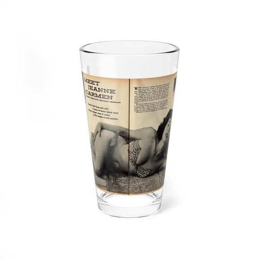 Jeanne Carmen #162 - Pages 18 & 19 Pages 1+2 of 4 with, 2 Page B&W Centerfold & 2 Small B&W Pics from Mr. Mag. Aug. '59 (Vintage Female Icon) Pint Glass 16oz 16oz - Go Mug Yourself