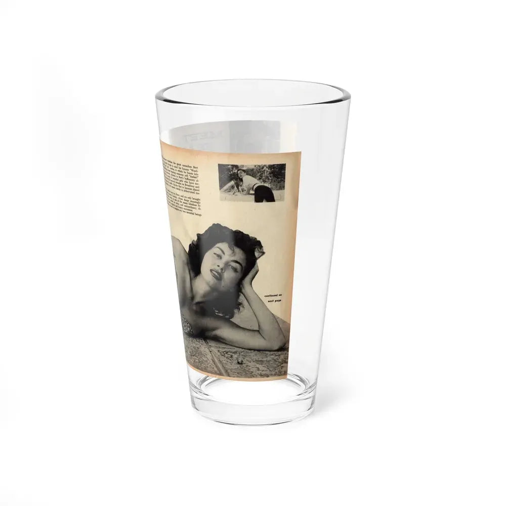 Jeanne Carmen #162 - Pages 18 & 19 Pages 1+2 of 4 with, 2 Page B&W Centerfold & 2 Small B&W Pics from Mr. Mag. Aug. '59 (Vintage Female Icon) Pint Glass 16oz - Go Mug Yourself