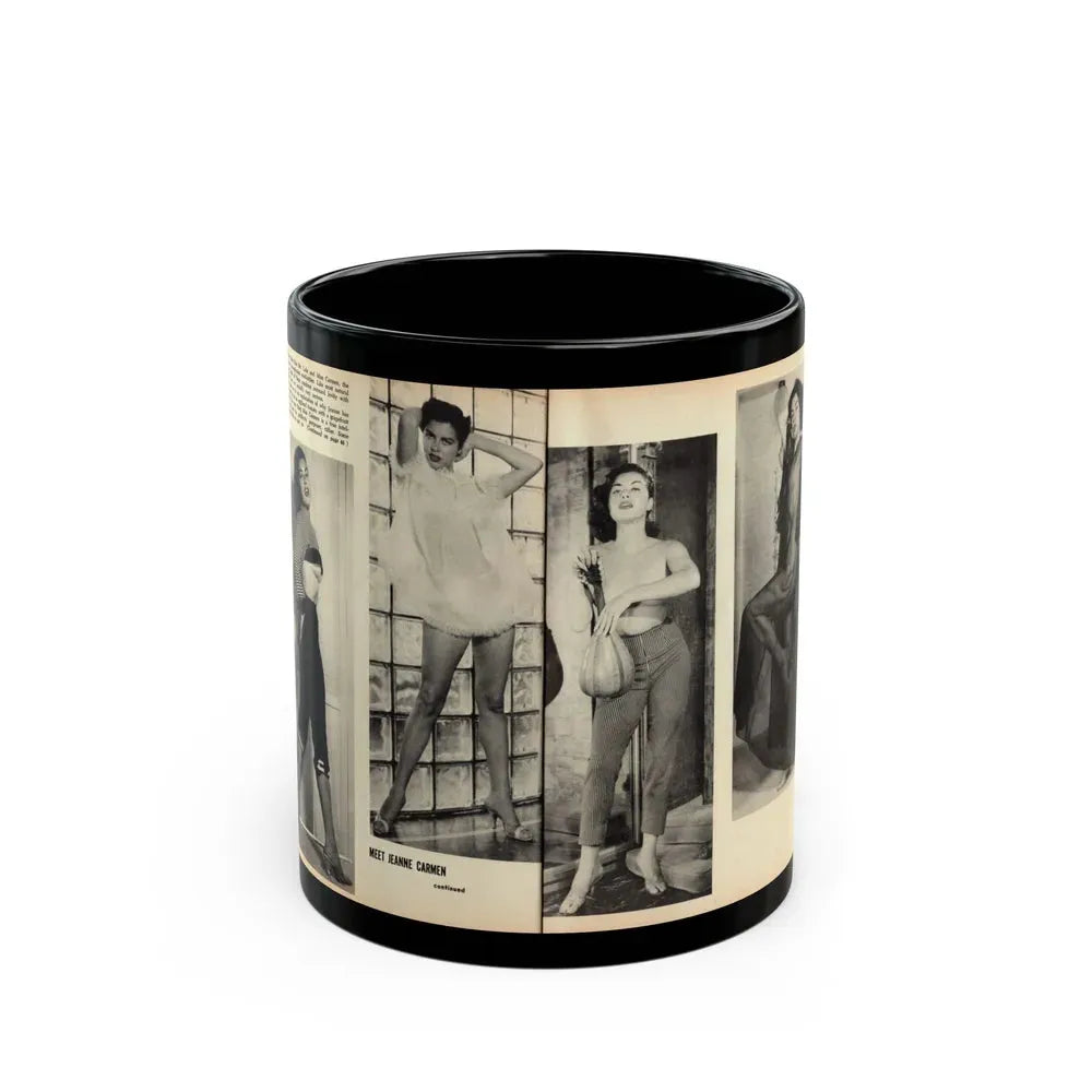 Jeanne Carmen #163 - Pages 20 & 21 Pages 3 & 4 of 4 with, 2 B&W Photos from Mr. Mag. Aug. '59 (Vintage Female Icon) Black Coffee Mug 11oz - Go Mug Yourself