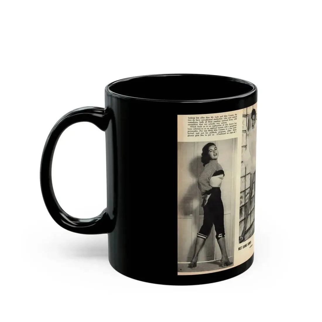 Jeanne Carmen #163 - Pages 20 & 21 Pages 3 & 4 of 4 with, 2 B&W Photos from Mr. Mag. Aug. '59 (Vintage Female Icon) Black Coffee Mug - Go Mug Yourself