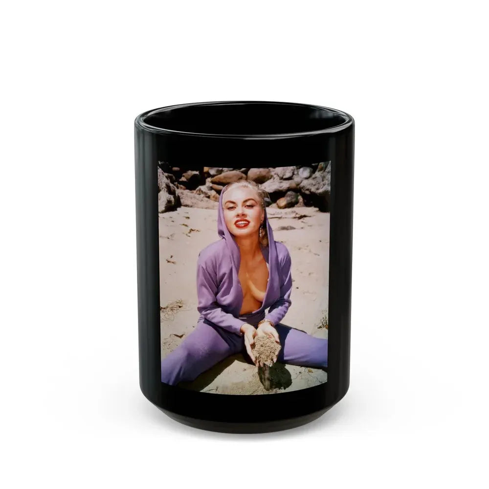Jeanne Carmen #17 (Vintage Female Icon) Black Coffee Mug 15oz - Go Mug Yourself