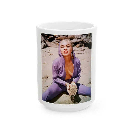 Jeanne Carmen #17 (Vintage Female Icon) White Coffee Mug 15oz - Go Mug Yourself