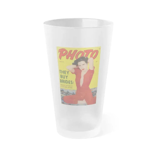 Jeanne Carmen #186 - Jeanne on Front Cover in Color & inside sperad on PHOTO Digest Mag. Aug. '54 (Vintage Female Icon) Frosted Pint Glass 16oz 16oz Frosted - Go Mug Yourself