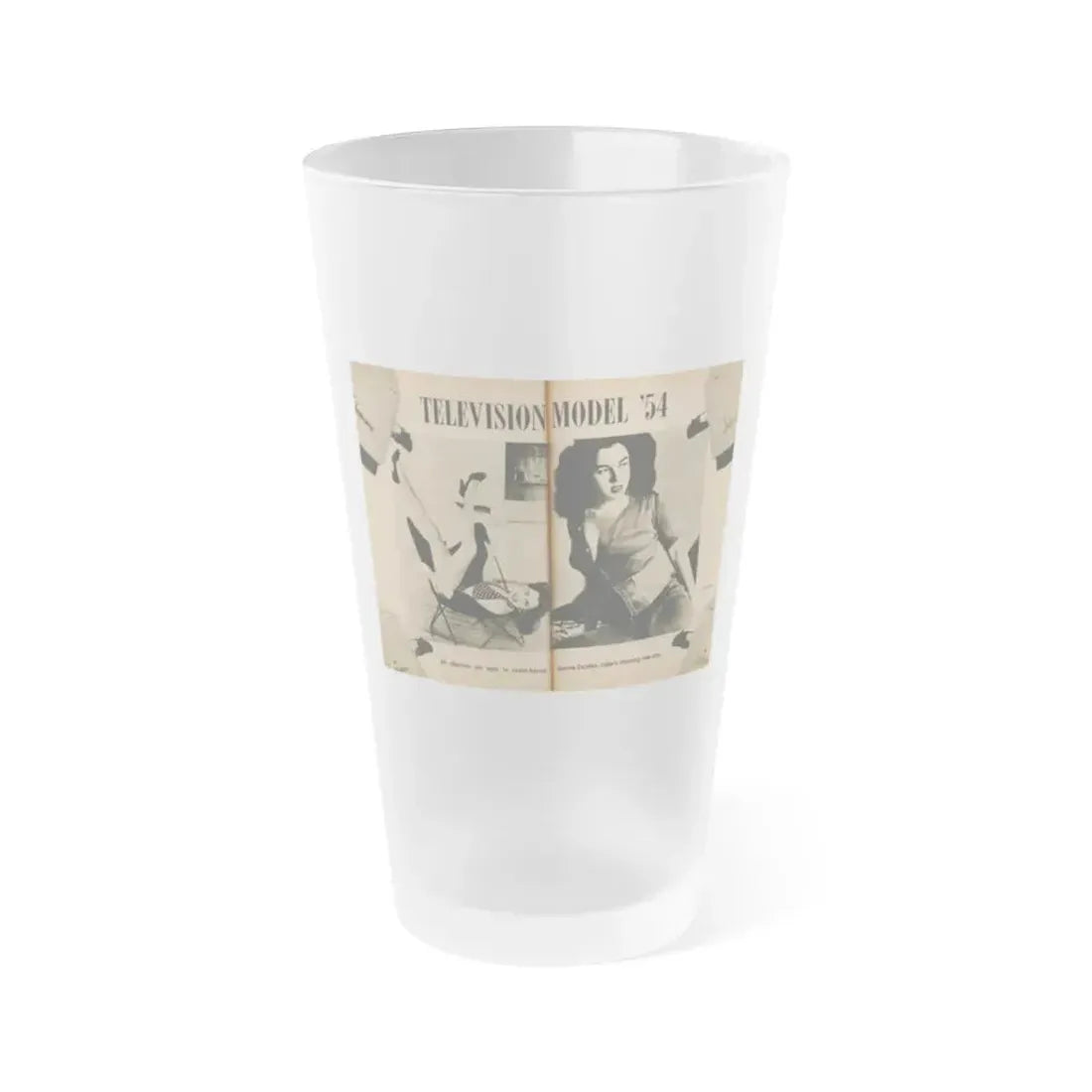 Jeanne Carmen #187 - Pages 68 & 69 Pages 1 & 2 of 7+2 B&W Photos & caption from PHOTO Digest Mag. Aug. '54 (Vintage Female Icon) Frosted Pint Glass 16oz 16oz Frosted - Go Mug Yourself