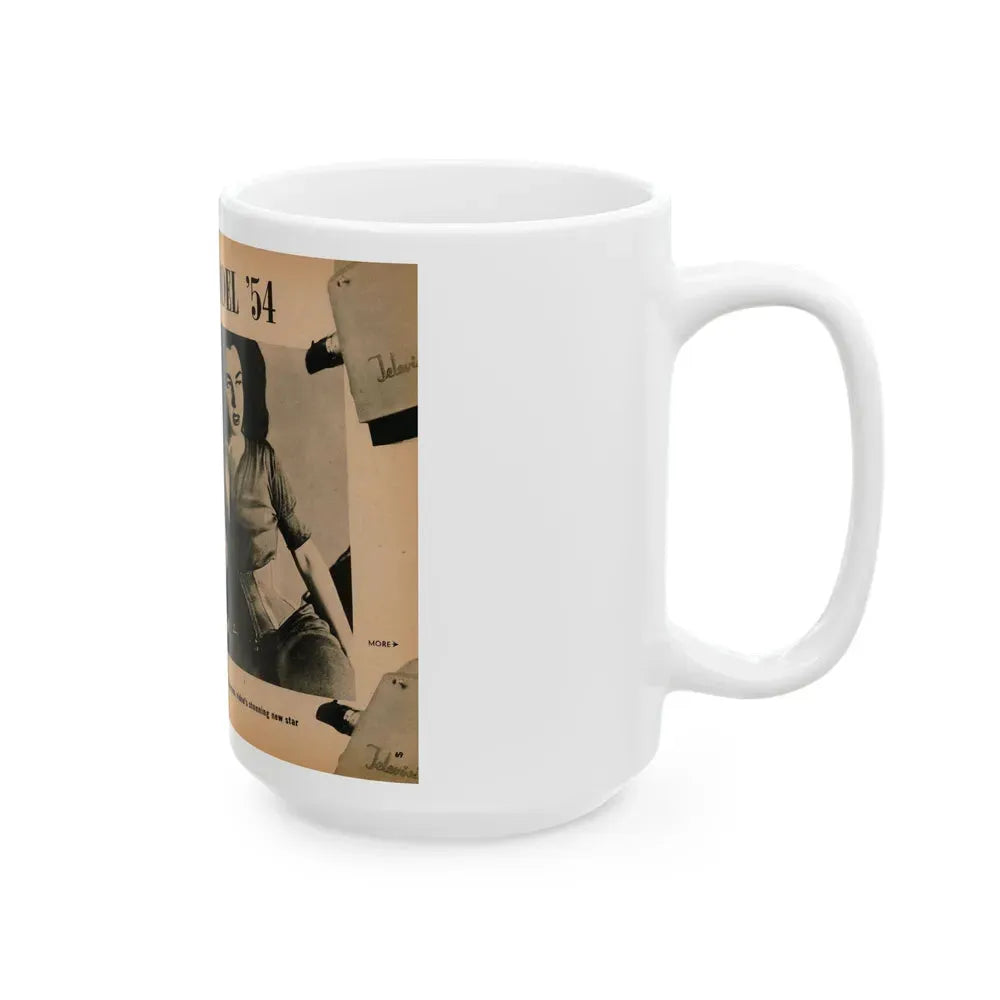 Jeanne Carmen #187 - Pages 68 & 69 Pages 1 & 2 of 7+2 B&W Photos & caption from PHOTO Digest Mag. Aug. '54 (Vintage Female Icon) White Coffee Mug - Go Mug Yourself