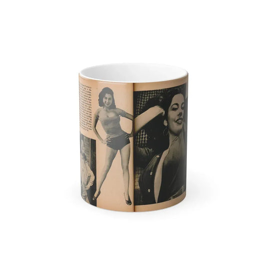 Jeanne Carmen #188 - [Pages 70 & 71] Pages 3 & 4 of 7+3 B&W Photos & short article from PHOTO Digest Mag. Aug. '54 (Vintage Female Icon) Color Changing Coffee Mug 11oz - Go Mug Yourself