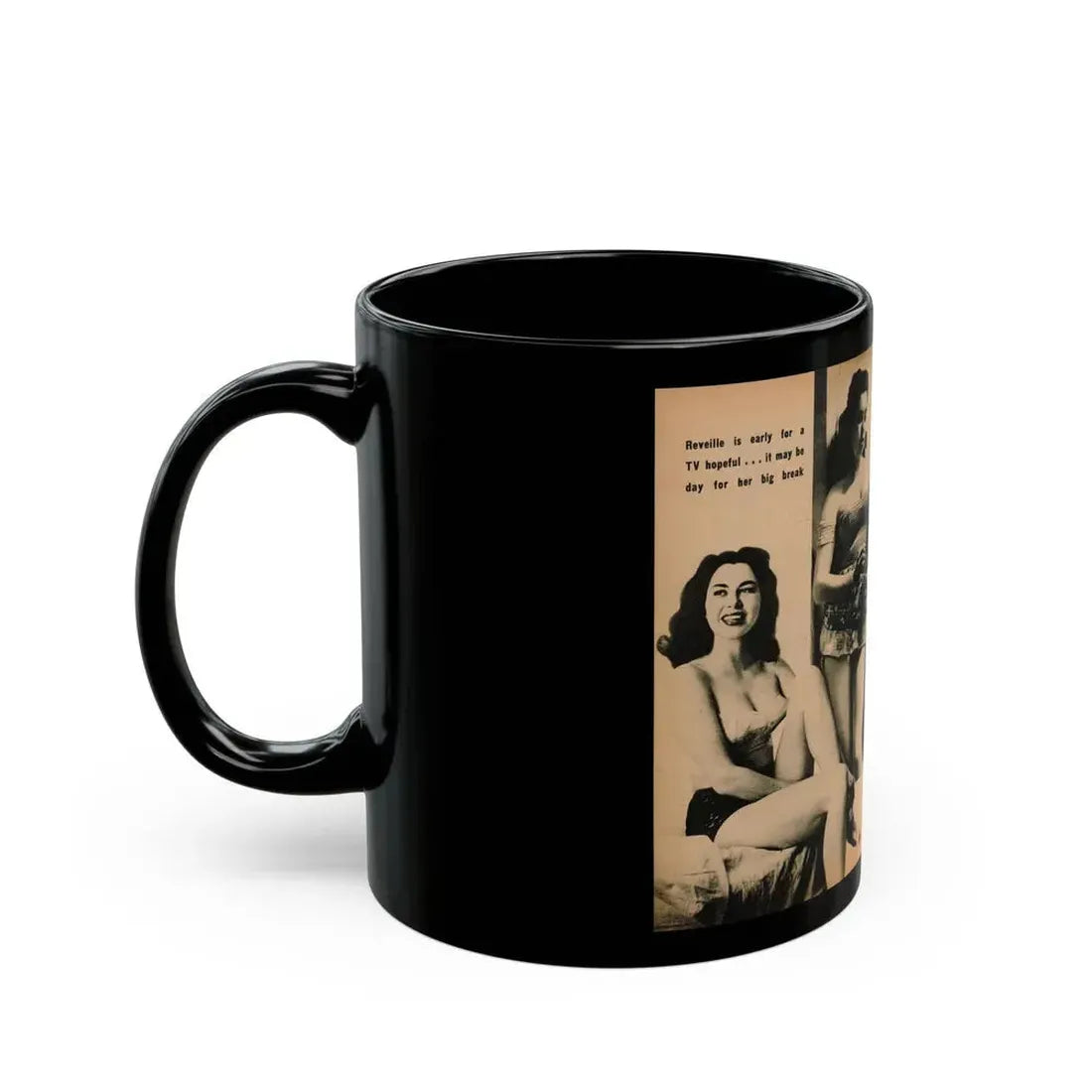 Jeanne Carmen #189 - Pages 72 & 73 Pages 4 & 5 of 7+4 B&W Photos from PHOTO Digest Mag. Aug. '54 (Vintage Female Icon) Black Coffee Mug - Go Mug Yourself