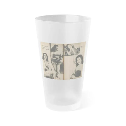 Jeanne Carmen #189 - Pages 72 & 73 Pages 4 & 5 of 7+4 B&W Photos from PHOTO Digest Mag. Aug. '54 (Vintage Female Icon) Frosted Pint Glass 16oz 16oz Frosted - Go Mug Yourself