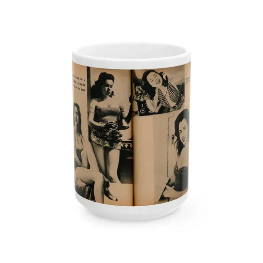 Jeanne Carmen #189 - Pages 72 & 73 Pages 4 & 5 of 7+4 B&W Photos from PHOTO Digest Mag. Aug. '54 (Vintage Female Icon) White Coffee Mug 15oz - Go Mug Yourself