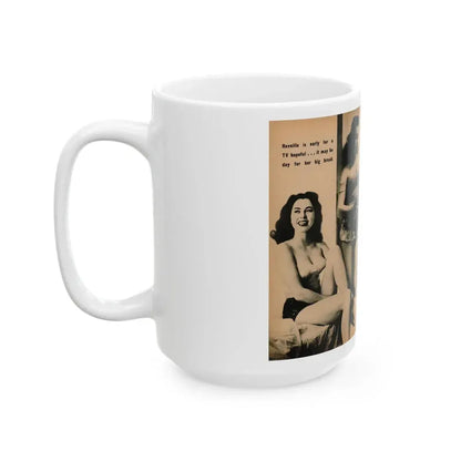 Jeanne Carmen #189 - Pages 72 & 73 Pages 4 & 5 of 7+4 B&W Photos from PHOTO Digest Mag. Aug. '54 (Vintage Female Icon) White Coffee Mug - Go Mug Yourself