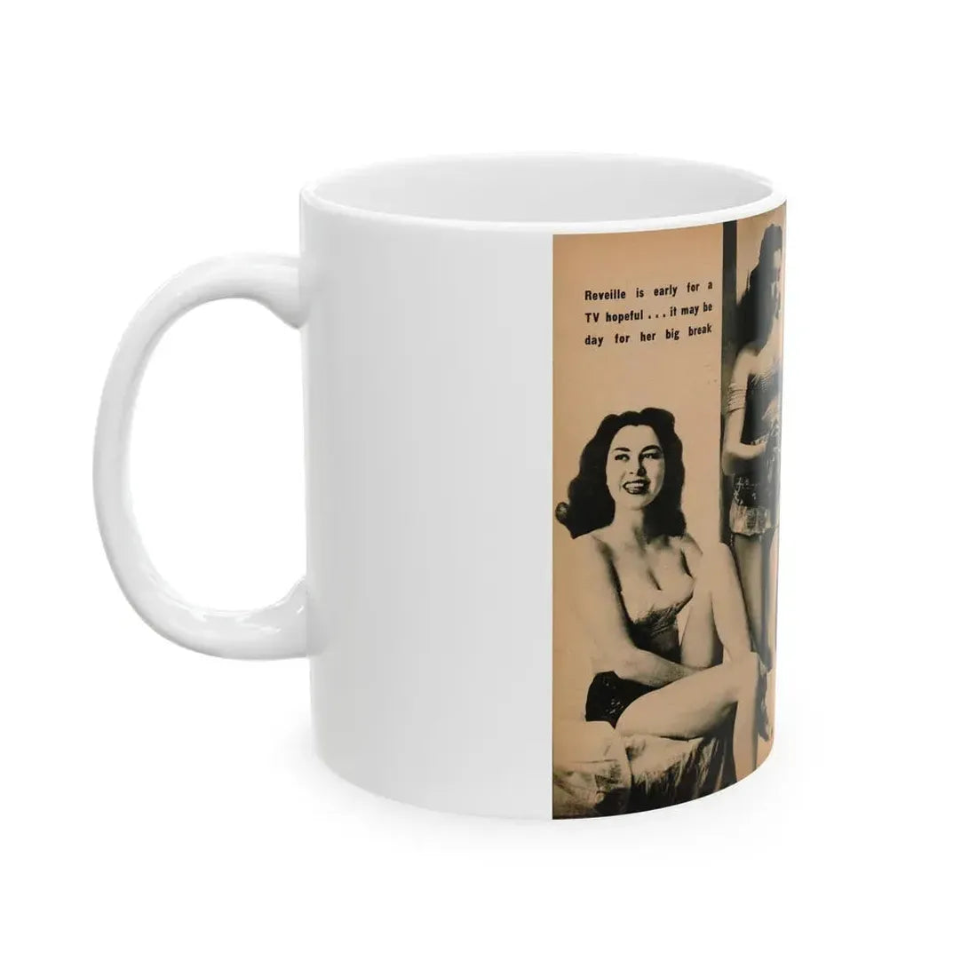 Jeanne Carmen #189 - Pages 72 & 73 Pages 4 & 5 of 7+4 B&W Photos from PHOTO Digest Mag. Aug. '54 (Vintage Female Icon) White Coffee Mug - Go Mug Yourself